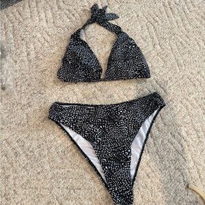 Black & White Speckled Two-Piece Bikini